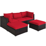  - 5 Pieces Patio Sectional Rattan Furniture Set with Ottoman Table - Outdoor Style Company