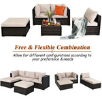  - 5 Pieces Patio Sectional Rattan Furniture Set with Ottoman Table - Outdoor Style Company