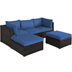  - 5 Pieces Patio Sectional Rattan Furniture Set with Ottoman Table - Outdoor Style Company