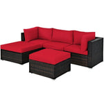  - 5 Pieces Patio Sectional Rattan Furniture Set with Ottoman Table - Outdoor Style Company