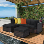  - 5 Pieces Patio Sectional Rattan Furniture Set with Ottoman Table - Outdoor Style Company