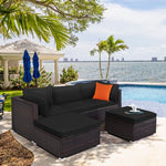  - 5 Pieces Patio Sectional Rattan Furniture Set with Ottoman Table - Outdoor Style Company