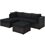  - 5 Pieces Patio Sectional Rattan Furniture Set with Ottoman Table - Outdoor Style Company