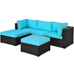  - 5 Pieces Patio Sectional Rattan Furniture Set with Ottoman Table - Outdoor Style Company