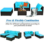  - 5 Pieces Patio Sectional Rattan Furniture Set with Ottoman Table - Outdoor Style Company