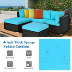  - 5 Pieces Patio Sectional Rattan Furniture Set with Ottoman Table - Outdoor Style Company