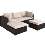  - 5 Pieces Patio Sectional Rattan Furniture Set with Ottoman Table - Outdoor Style Company