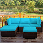  - 5 Pieces Patio Sectional Rattan Furniture Set with Ottoman Table - Outdoor Style Company