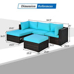  - 5 Pieces Patio Sectional Rattan Furniture Set with Ottoman Table - Outdoor Style Company