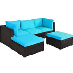  - 5 Pieces Patio Sectional Rattan Furniture Set with Ottoman Table - Outdoor Style Company