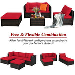  - 5 Pieces Patio Sectional Rattan Furniture Set with Ottoman Table - Outdoor Style Company