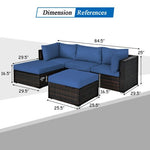  - 5 Pieces Patio Sectional Rattan Furniture Set with Ottoman Table - Outdoor Style Company