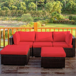  - 5 Pieces Patio Sectional Rattan Furniture Set with Ottoman Table - Outdoor Style Company