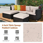  - 5 Pieces Patio Sectional Rattan Furniture Set with Ottoman Table - Outdoor Style Company