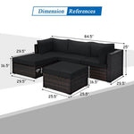  - 5 Pieces Patio Sectional Rattan Furniture Set with Ottoman Table - Outdoor Style Company