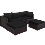  - 5 Pieces Patio Sectional Rattan Furniture Set with Ottoman Table - Outdoor Style Company