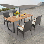  - 5 Pieces Patio Wicker Chair and Dining Table Set with 2 Inch Umbrella Hole - Outdoor Style Company