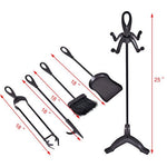  - 5 Pieces Rustic Heavy Duty Compact Wrought Iron Fireplace Tools Set - Outdoor Style Company