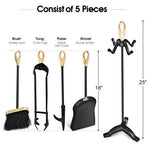  - 5 Pieces Rustic Heavy Duty Compact Wrought Iron Fireplace Tools Set - Outdoor Style Company