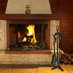  - 5 Pieces Rustic Heavy Duty Compact Wrought Iron Fireplace Tools Set - Outdoor Style Company