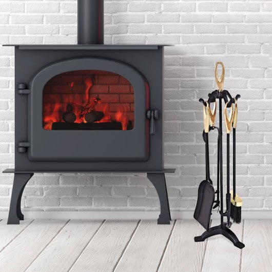  - 5 Pieces Stylish Gold Iron Fireplace Tools Set - Outdoor Style Company