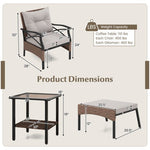  - 5 Pieces Wicker Patio Furniture Set Ottomans and Cushions and 2 - Tier Tempered Glass Side Table - Outdoor Style Company