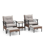  - 5 Pieces Wicker Patio Furniture Set Ottomans and Cushions and 2 - Tier Tempered Glass Side Table - Outdoor Style Company