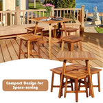  - 5 Pieces Wood Patio Dining Set with Square Table and 4 Stools - Outdoor Style Company