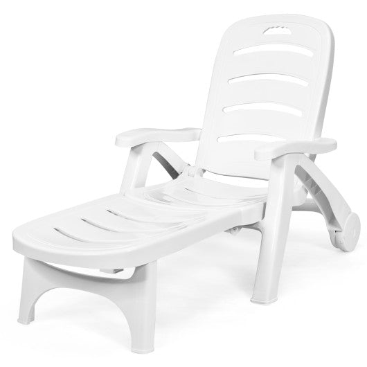  - 5 Position Adjustable Folding Lounger Chaise Chair on Wheels - Outdoor Style Company