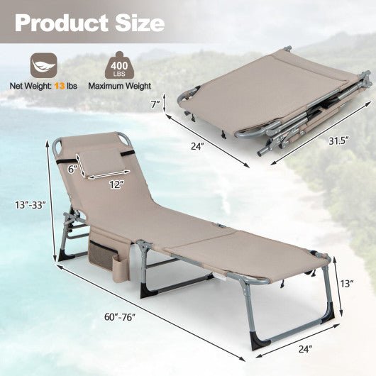  - 5 - position Outdoor Folding Chaise Lounge Chair - Outdoor Style Company