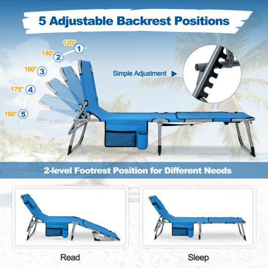  - 5 - position Outdoor Folding Chaise Lounge Chair - Outdoor Style Company