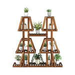  - 5 - Tier 10 Potted Wood Plant Stand for Multiple Plants - Outdoor Style Company