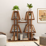  - 5 - Tier 10 Potted Wood Plant Stand for Multiple Plants - Outdoor Style Company