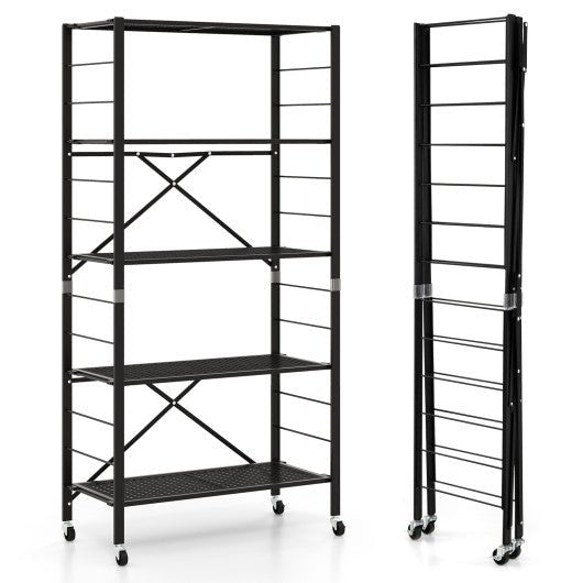  - 5 - Tier Adjustable Shelves with Wheels for Garage Kitchen Balcony - Outdoor Style Company