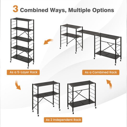  - 5 - Tier Adjustable Shelves with Wheels for Garage Kitchen Balcony - Outdoor Style Company