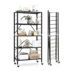  - 5 - Tier Foldable Storage Shelf with Wheels - Outdoor Style Company