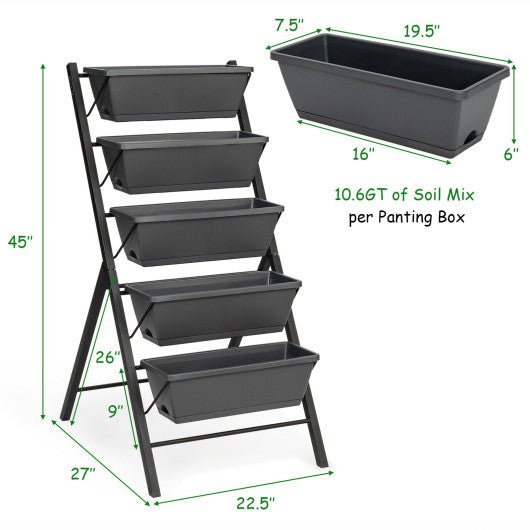  - 5 - Tier Raised Garden Bed with Water Drainage for Flowers Vegetables - Outdoor Style Company