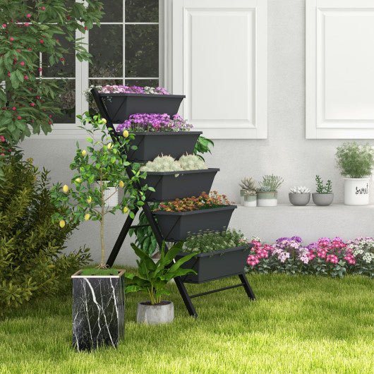  - 5 - Tier Vertical Raised Garden Bed with Wheels and Container Boxes - Outdoor Style Company