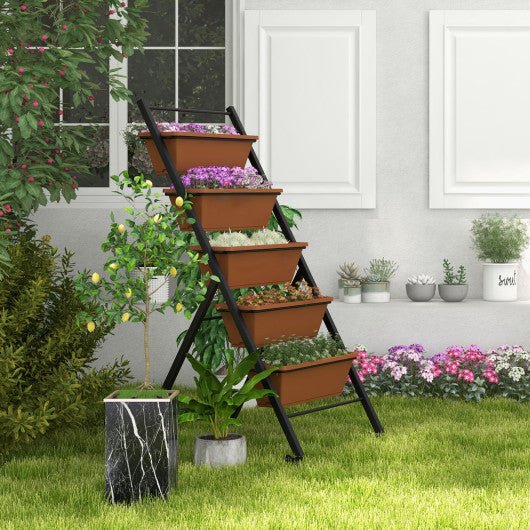  - 5 - Tier Vertical Raised Garden Bed with Wheels and Container Boxes - Outdoor Style Company