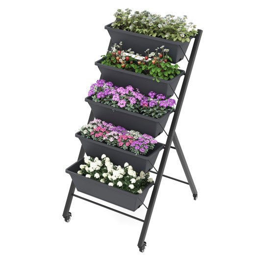  - 5 - Tier Vertical Raised Garden Bed with Wheels and Container Boxes - Outdoor Style Company