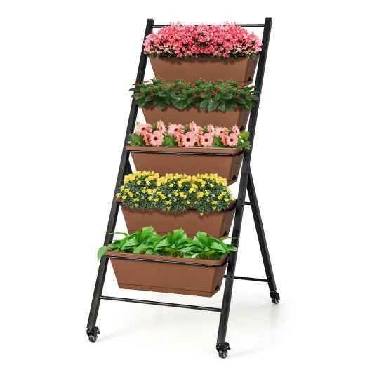  - 5 - Tier Vertical Raised Garden Bed with Wheels and Container Boxes - Outdoor Style Company