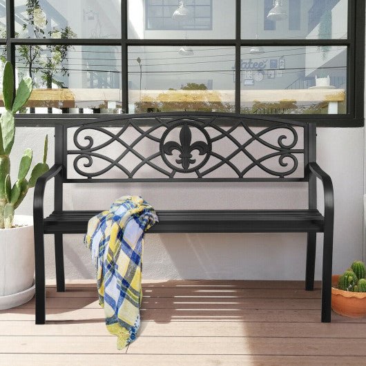  - 50 Inch Patio Heavy - Duty Metal Garden Bench - Outdoor Style Company