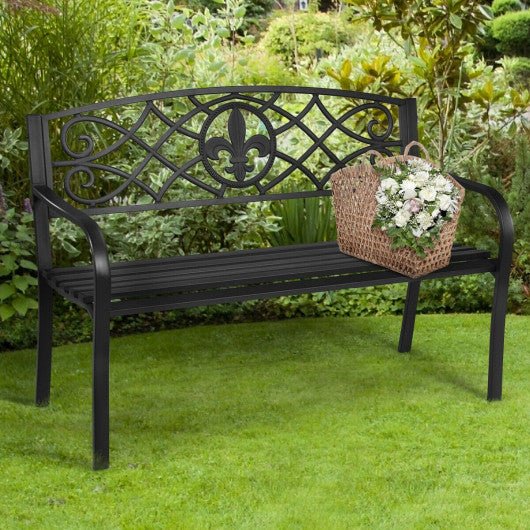  - 50 Inch Patio Heavy - Duty Metal Garden Bench - Outdoor Style Company