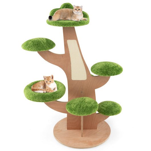  - 50 Inch Pine Shape Cat Tree for Indoor Cats with Sisal Scratching Board - Outdoor Style Company