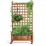  - 50 Inch Wood Planter Box with Trellis Mobile Raised Bed for Climbing Plant - Outdoor Style Company