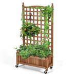  - 50 Inch Wood Planter Box with Trellis Mobile Raised Bed for Climbing Plant - Outdoor Style Company