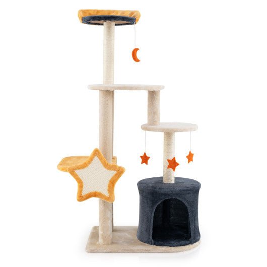  - 50 Inches Cute Cat Tree for Indoor Cats with Sisal Scratching Posts and Board - Outdoor Style Company