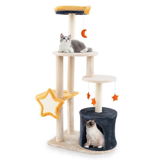  - 50 Inches Cute Cat Tree for Indoor Cats with Sisal Scratching Posts and Board - Outdoor Style Company