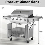  - 50000BTU 5 - Burner Propane Gas Grill with Side Burner and 2 Prep Tables - Outdoor Style Company