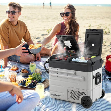  - 51 Quart Portable Car Refrigerator with Retractable Pull Handles - Outdoor Style Company